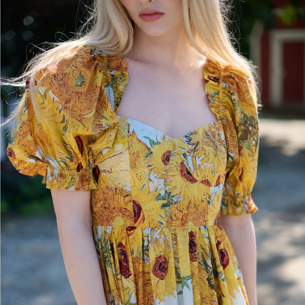 SOLD NWT SELKIE Sunflowers Cotton Ritz Gown - Picture 6 of 13